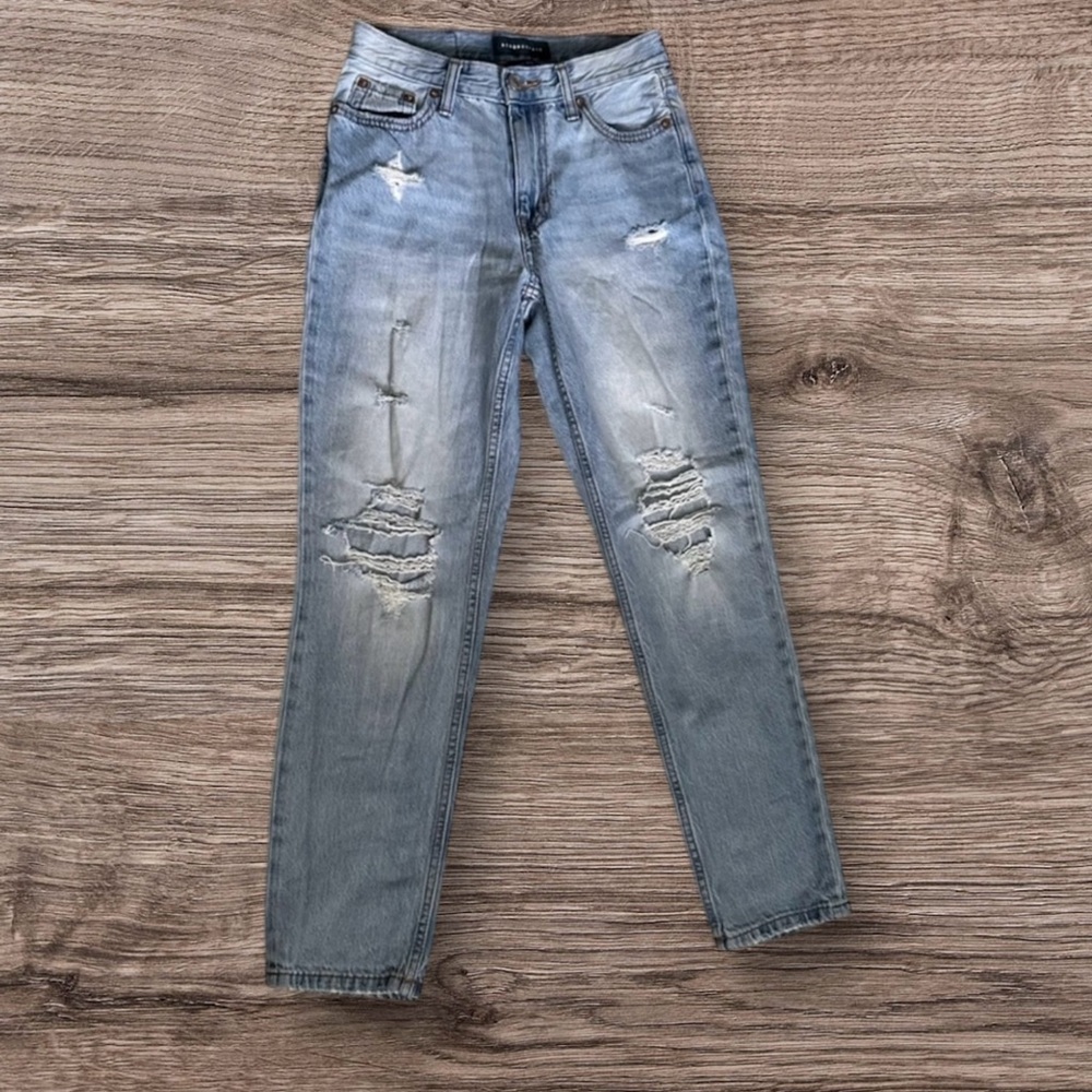 Aeropostale Ripped Light Blue distressed Mom Jeans Size 00 Winter Streetwear